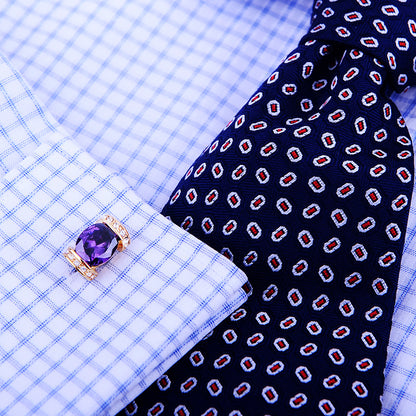 18K Plated Purple And Gold Cufflinks Cufflink    - Sophisticated Gentlemen