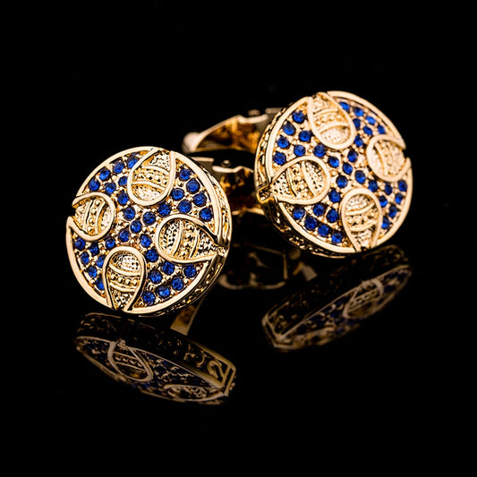 Vintage Gold and Crystals Cufflinks Cufflink    - Sophisticated Gentlemen