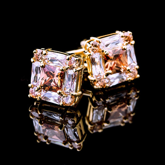 Gold and Crystals Cufflinks Cufflink    - Sophisticated Gentlemen