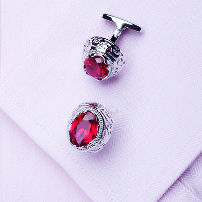 Vintage Crystal Red Ruby Cufflinks Cufflink    - Sophisticated Gentlemen