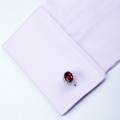 Vintage Crystal Red Ruby Cufflinks Cufflink    - Sophisticated Gentlemen