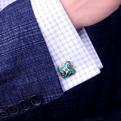 Green Enameled Cufflinks Cufflink    - Sophisticated Gentlemen