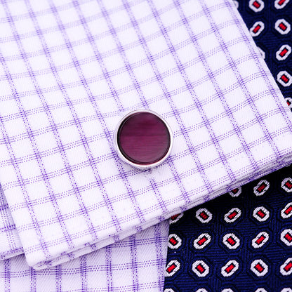 Round Purple Stone Cufflinks Cufflink    - Sophisticated Gentlemen