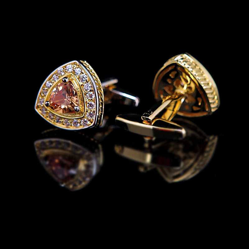Elegant Gold Crystal Cufflinks Cufflink    - Sophisticated Gentlemen