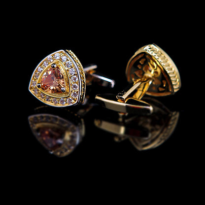 Elegant Gold Crystal Cufflinks Cufflink    - Sophisticated Gentlemen