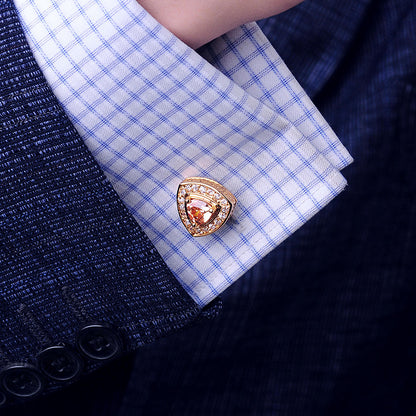 Elegant Gold Crystal Cufflinks Cufflink    - Sophisticated Gentlemen