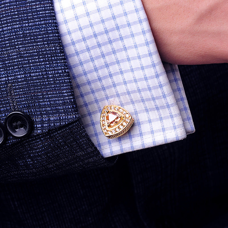 Elegant Gold Crystal Cufflinks Cufflink    - Sophisticated Gentlemen