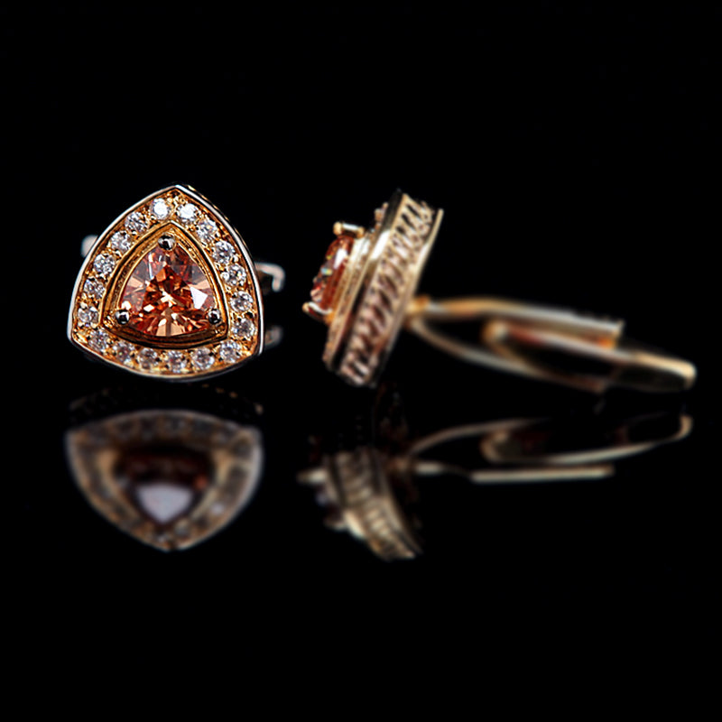 Elegant Gold Crystal Cufflinks Cufflink    - Sophisticated Gentlemen