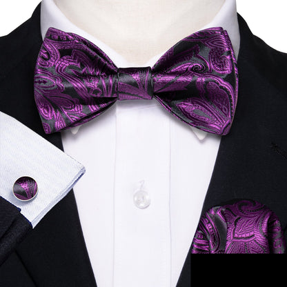 Purple and Black Paisley Bow Tie bow tie    - Sophisticated Gentlemen
