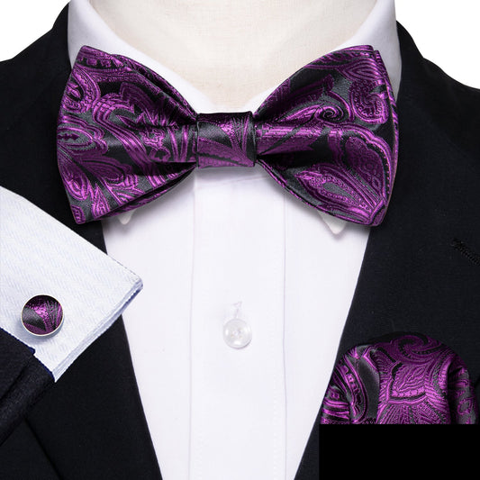 Purple and Black Paisley Bow Tie bow tie    - Sophisticated Gentlemen
