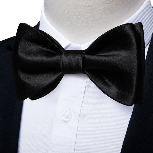 Solid Black Silk Bow Tie bow tie    - Sophisticated Gentlemen