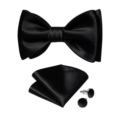 Solid Black Silk Bow Tie bow tie    - Sophisticated Gentlemen