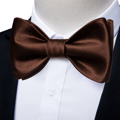 Solid Brown Silk Bow Tie bow tie    - Sophisticated Gentlemen
