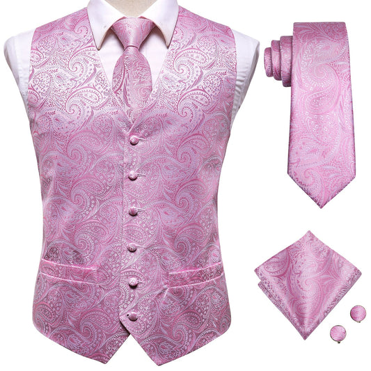 Pink Floral Vest Set vest set S (Chest 41)   - Sophisticated Gentlemen