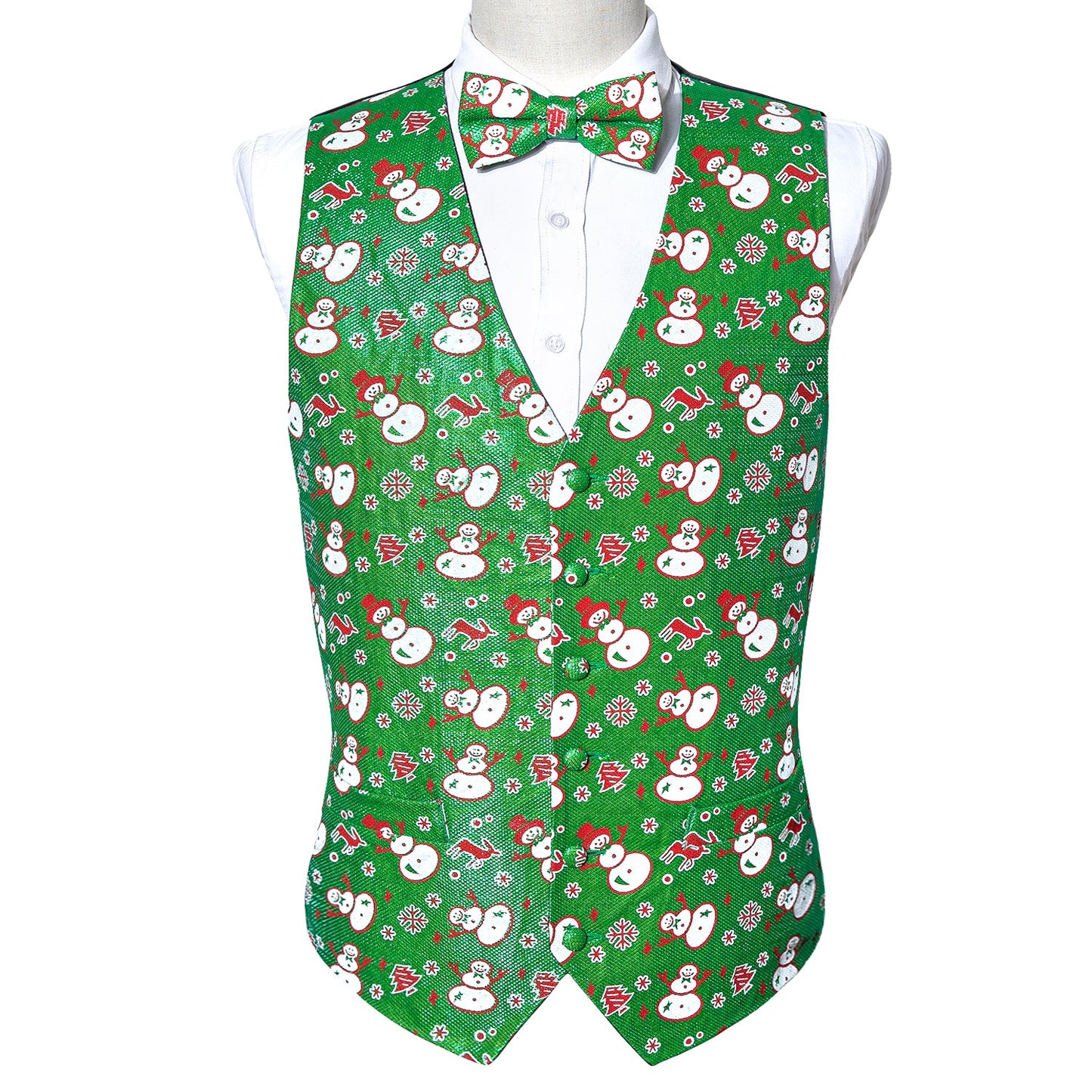 Cheerful Snowman Holiday Jacquard Vest Set vest set - Sophisticated Gentlemen
