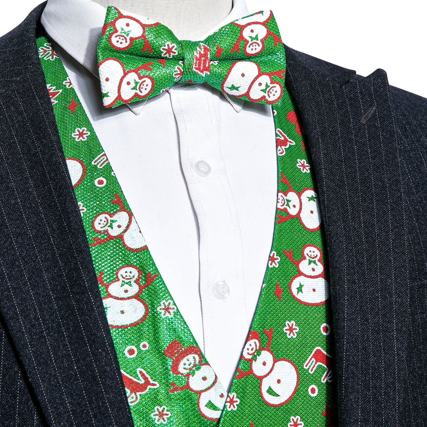 Cheerful Snowman Holiday Jacquard Vest Set vest set S (Chest 41) - Sophisticated Gentlemen