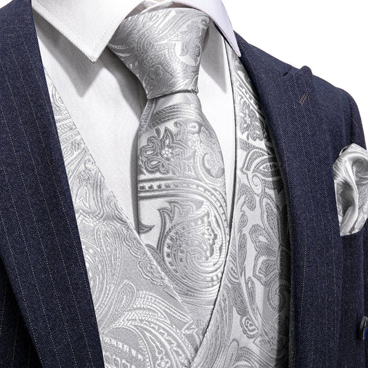 White Metal Vest Set vest set S (Chest 41)   - Sophisticated Gentlemen