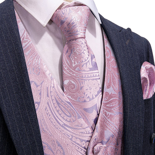 Baby Pink Vest Set vest set S  (Chest 41)   - Sophisticated Gentlemen