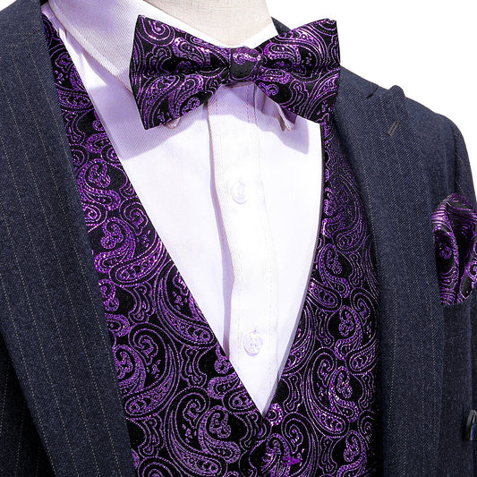 Sparkling Violet Paisley Vest Set vest set S (Chest 41)   - Sophisticated Gentlemen