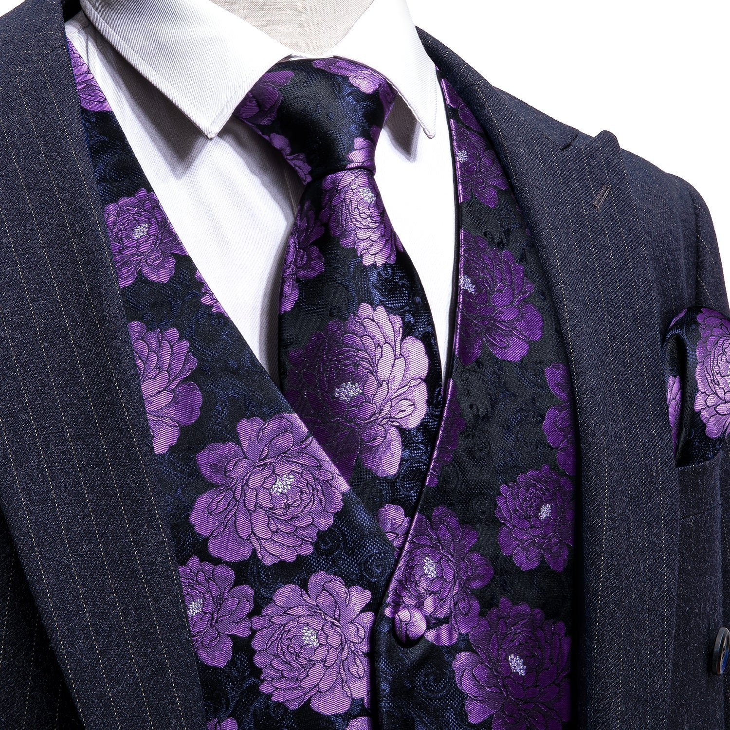 Purple Peony Vest Set vest set S (Chest 41)   - Sophisticated Gentlemen