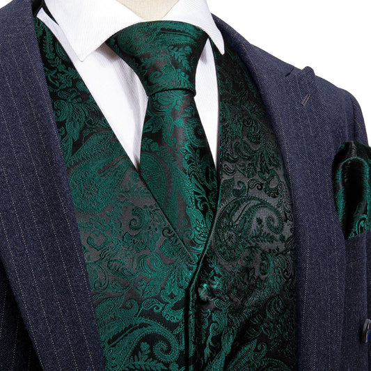 Very Dark Green Vest Set vest set S (Chest 41)   - Sophisticated Gentlemen