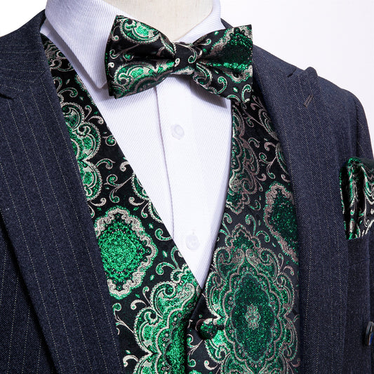 Green Baroque Vest Set vest set S (Chest 41)   - Sophisticated Gentlemen