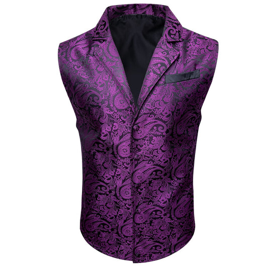 Purple and Black Paisley Vest vest set    - Sophisticated Gentlemen