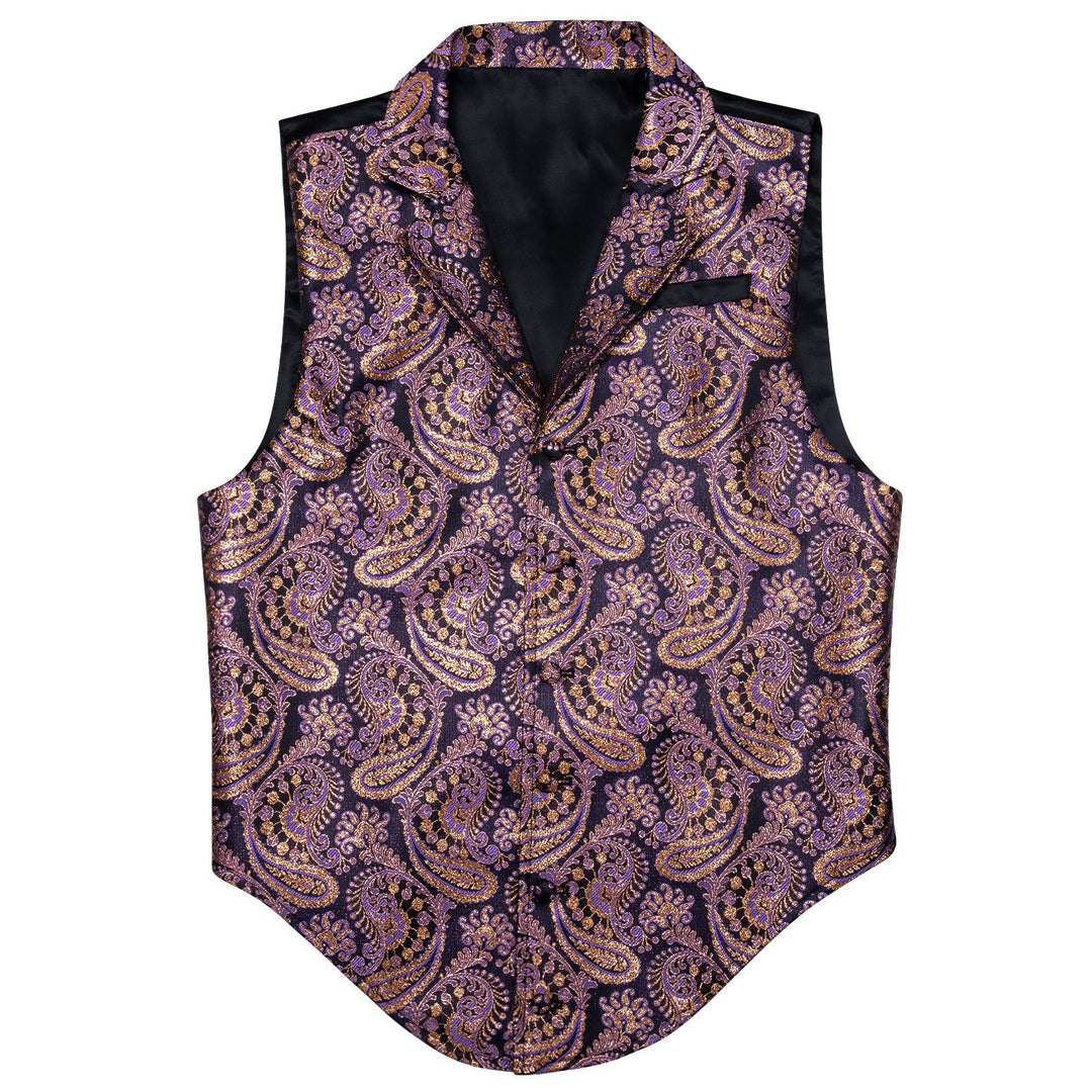 Purple and Gold Paisley Vest vest set S (Chest 38)   - Sophisticated Gentlemen
