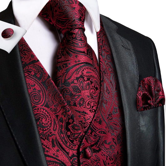 Red Wine Vest Set vest set S (Chest 41)   - Sophisticated Gentlemen