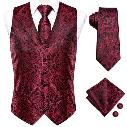 Red Wine Vest Set vest set    - Sophisticated Gentlemen