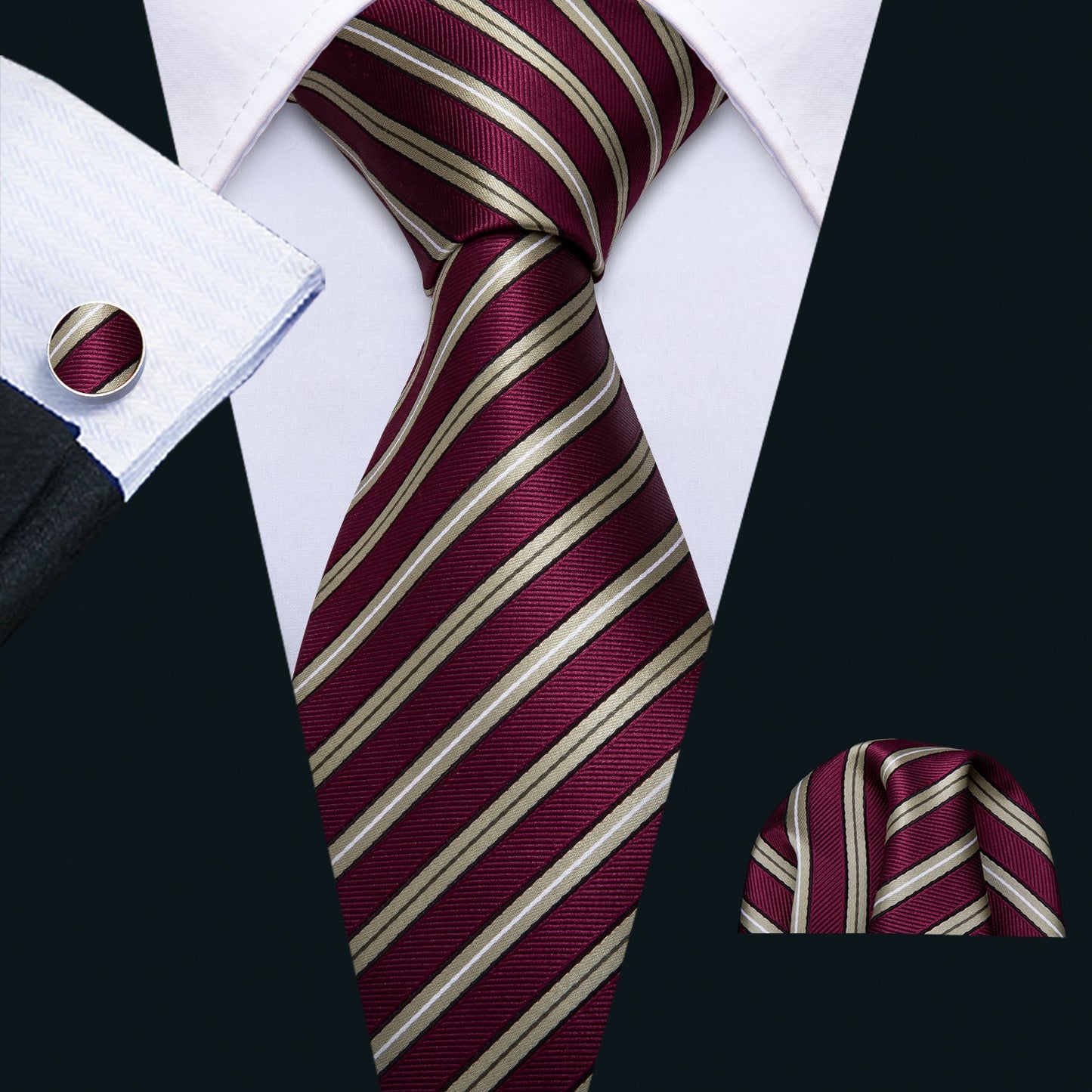 Vineyards Tie, Pocket Square and Cufflinks tie sets - Sophisticated Gentlemen