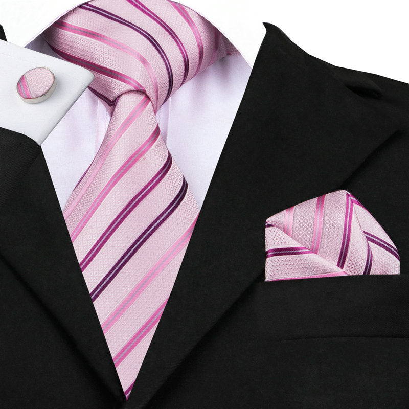 Pink Daiquiri Tie, Pocket Square and Cufflinks tie sets - Sophisticated Gentlemen
