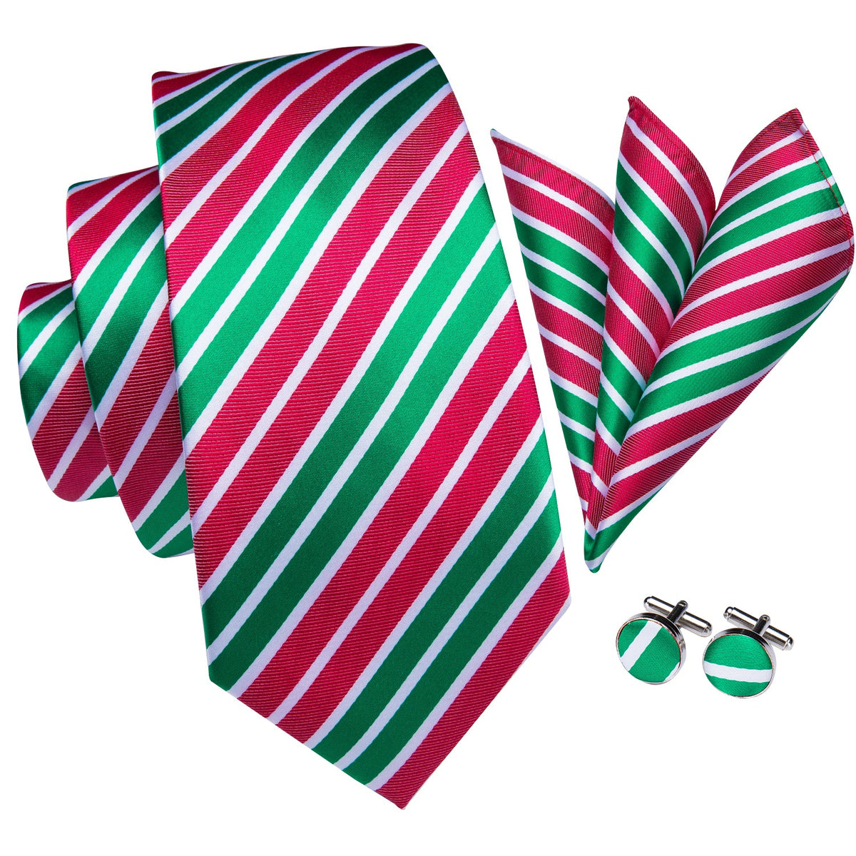 Christmas Colors Tie, Pocket Square and Cufflinks tie sets    - Sophisticated Gentlemen