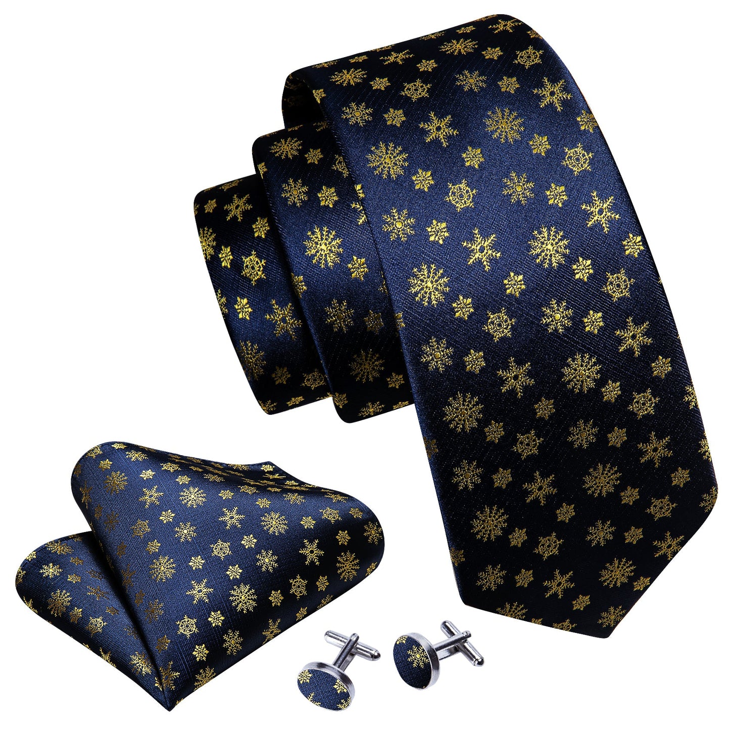Blue and Gold Snowflakes Tie Set tie sets    - Sophisticated Gentlemen