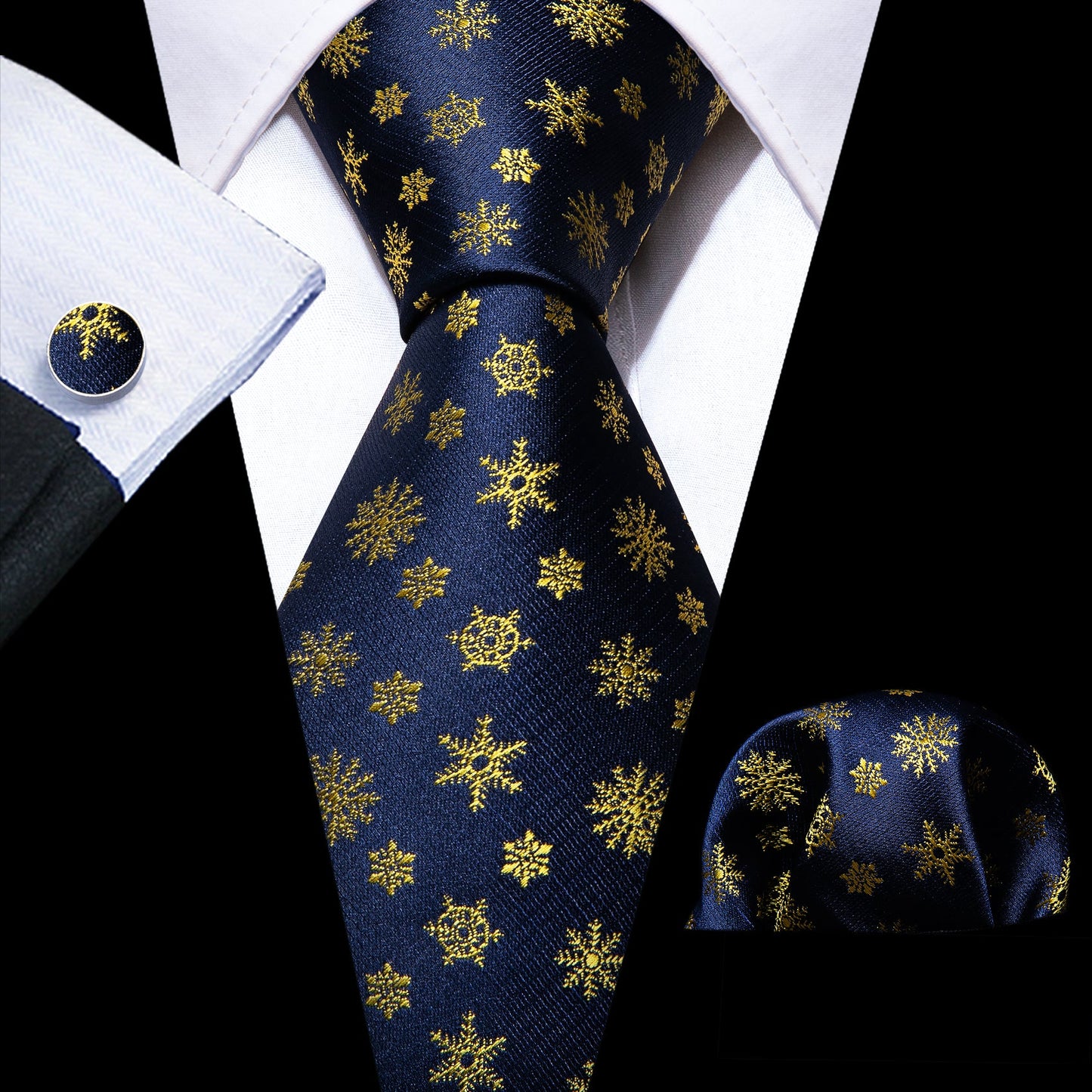 Blue and Gold Snowflakes Tie Set tie sets - Sophisticated Gentlemen