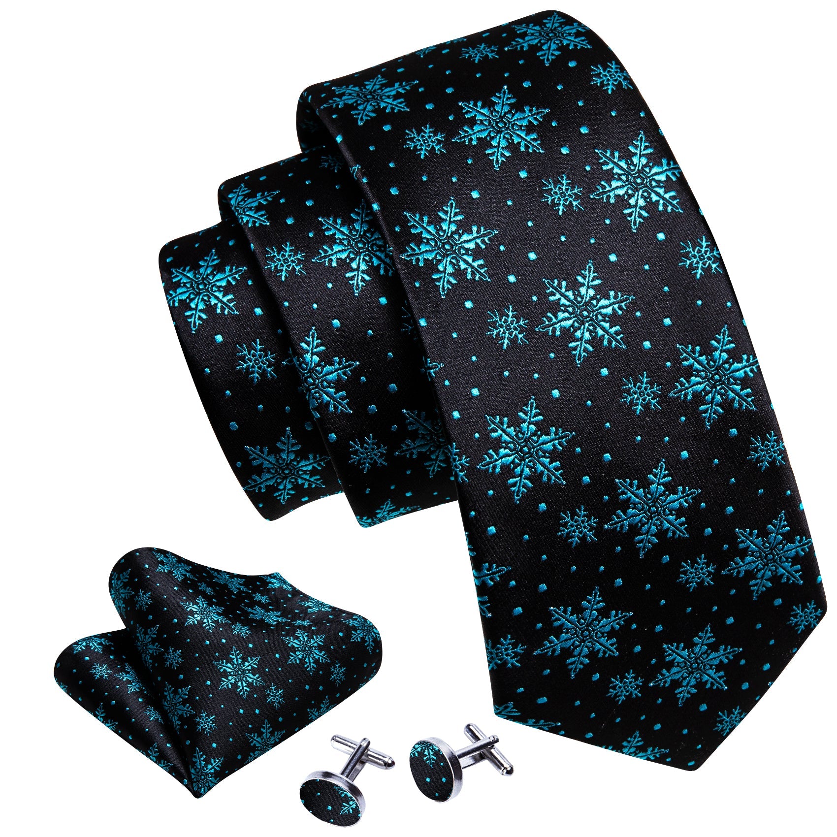 Turquoise Snowflakes Tie Set tie sets    - Sophisticated Gentlemen