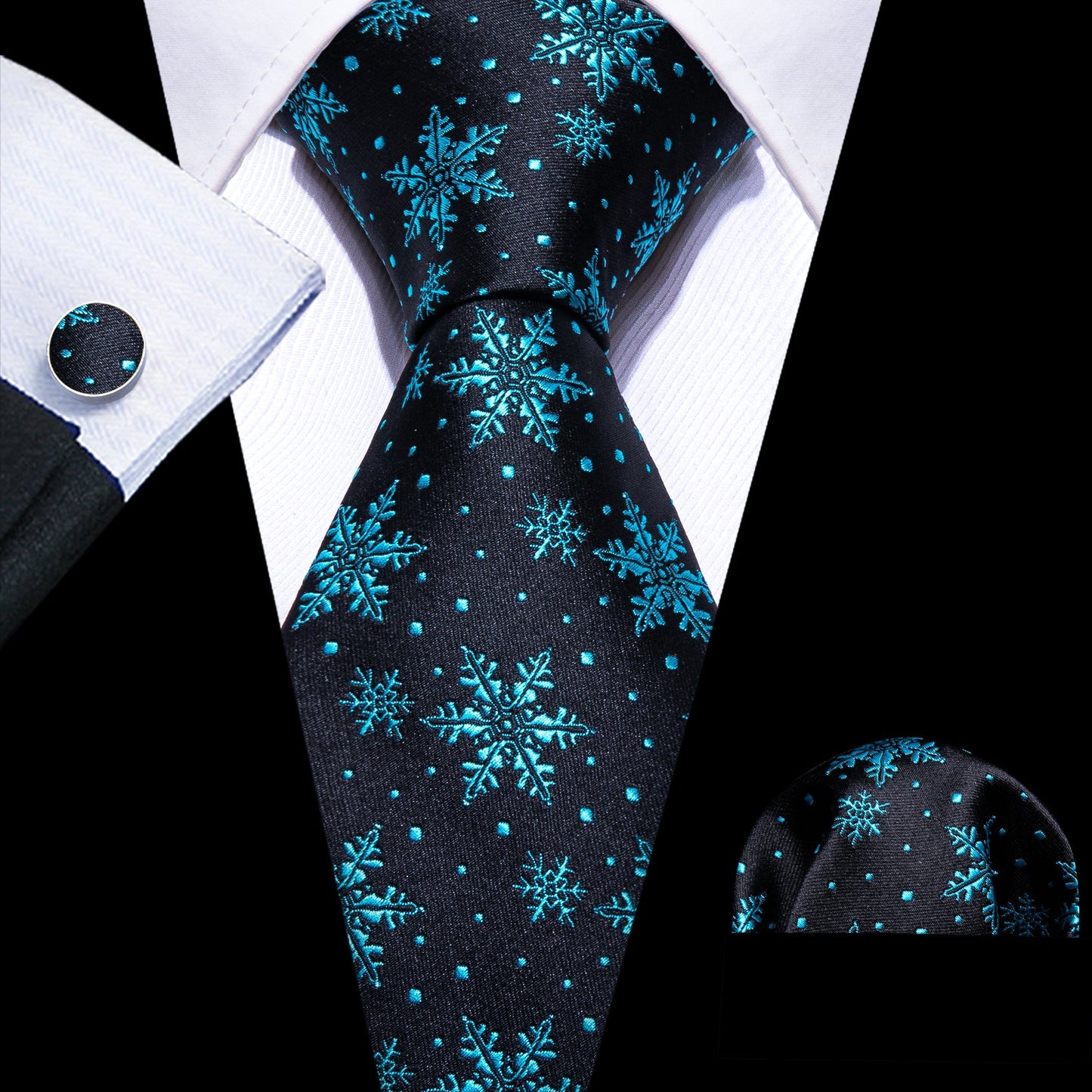 Turquoise Snowflakes Tie Set tie sets - Sophisticated Gentlemen