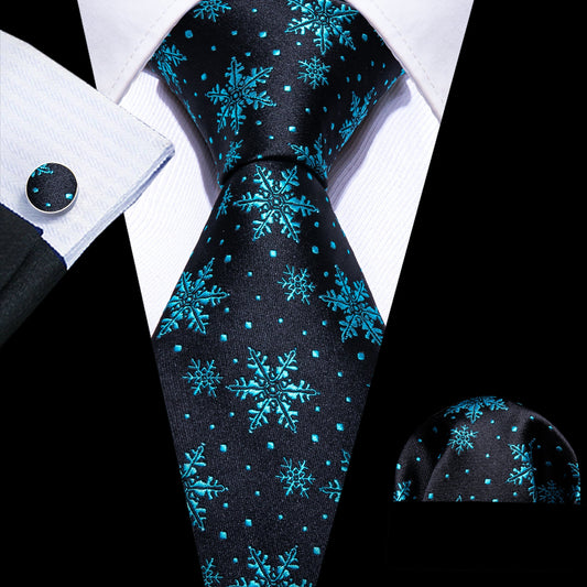 Turquoise Snowflakes Tie Set tie sets - Sophisticated Gentlemen