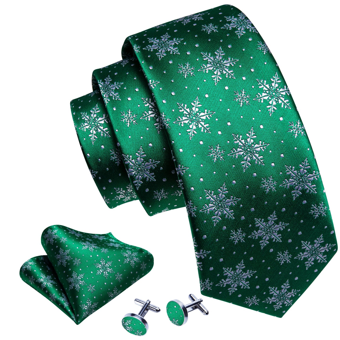 Green Snowflakes Tie Set tie sets    - Sophisticated Gentlemen
