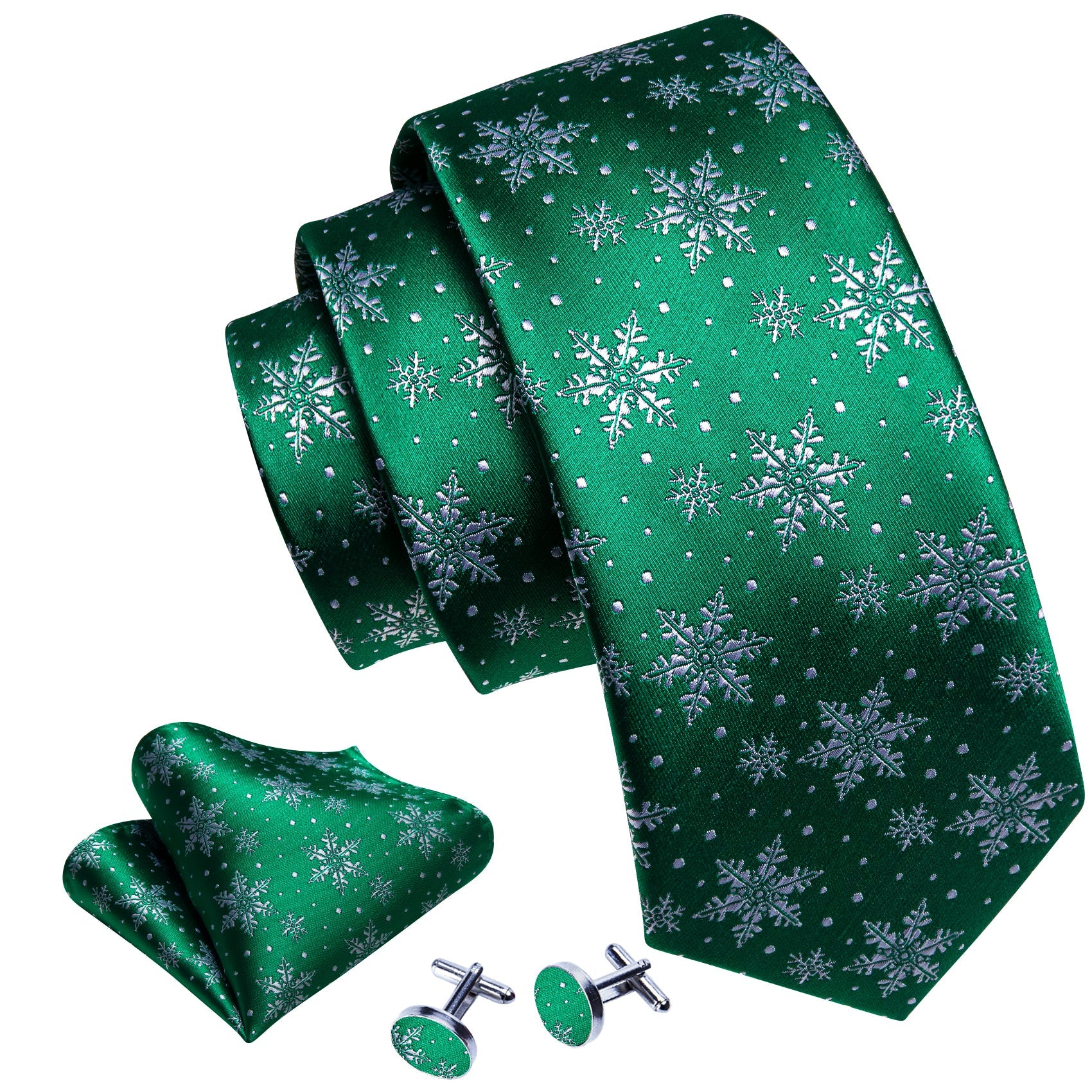 Green Snowflakes Tie Set tie sets    - Sophisticated Gentlemen