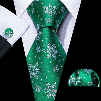 Green Snowflakes Tie Set tie sets - Sophisticated Gentlemen