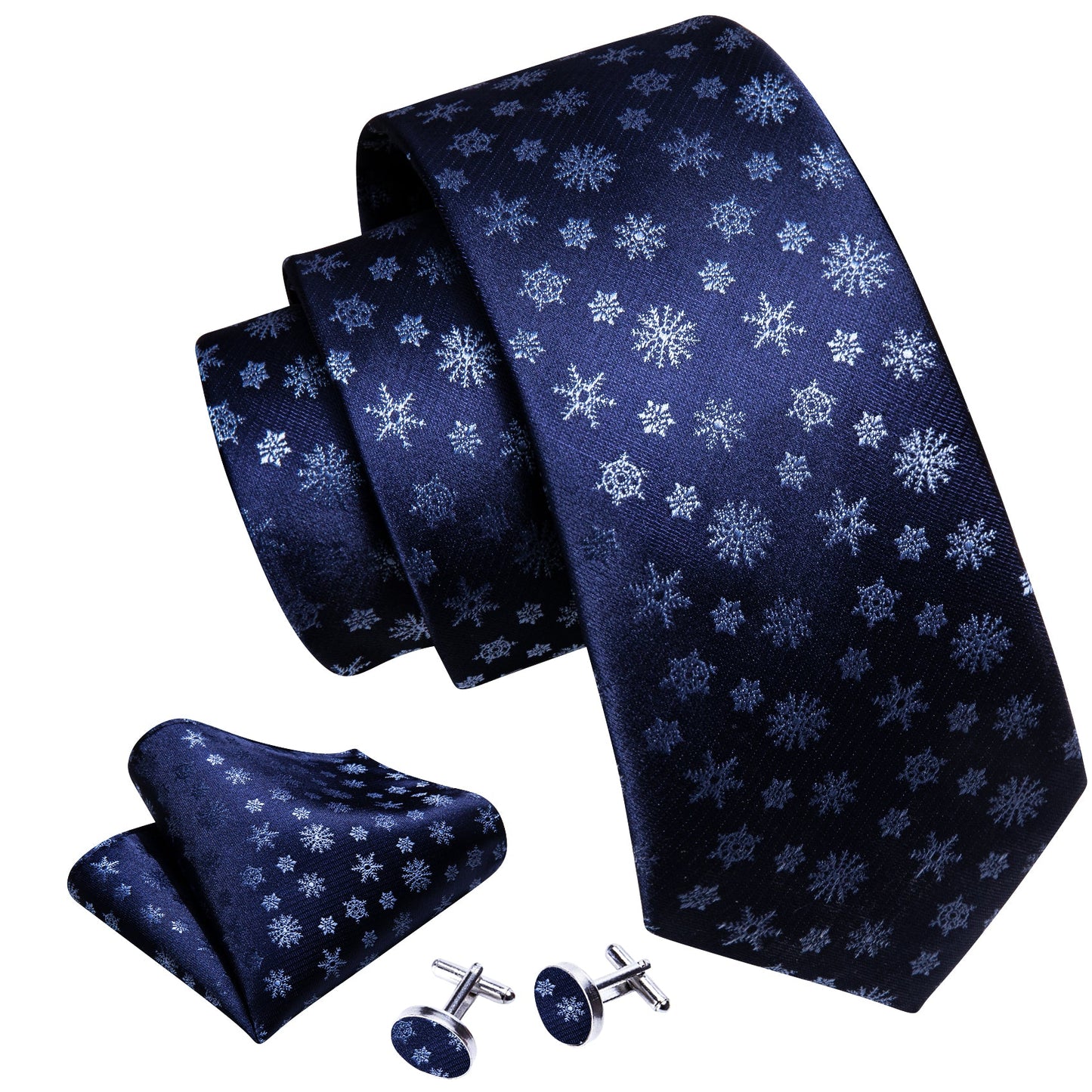 Dark Blue Snowflakes Tie Set tie sets    - Sophisticated Gentlemen