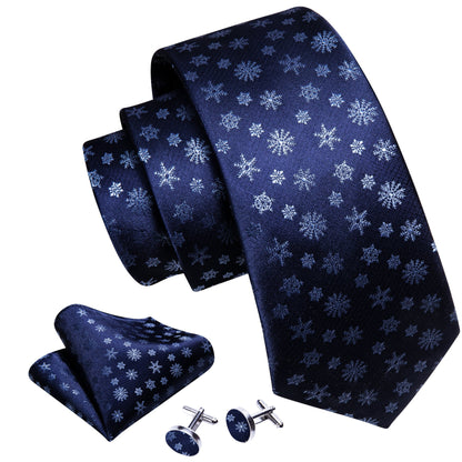 Dark Blue Snowflakes Tie Set tie sets    - Sophisticated Gentlemen