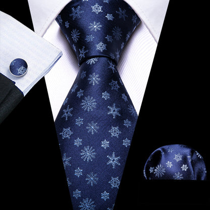 Dark Blue Snowflakes Tie Set tie sets - Sophisticated Gentlemen
