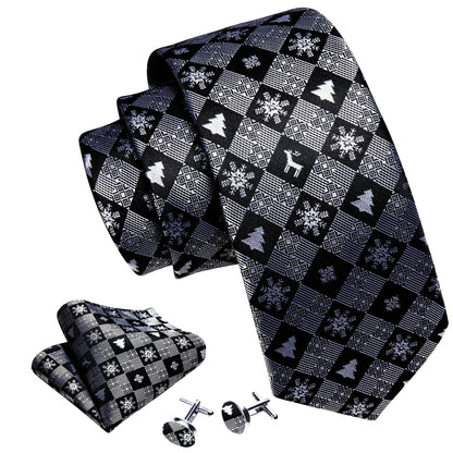 Black and Gray Snowflakes Tie Set tie sets    - Sophisticated Gentlemen