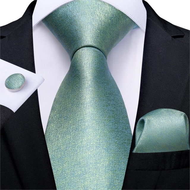 Light Green Silk Tie, Pocket Square and Cufflinks Set tie set - Sophisticated Gentlemen