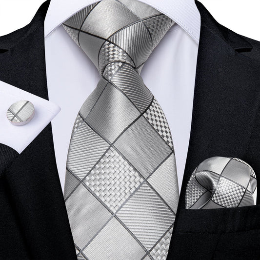Silver Squares Tie Set tie sets - Sophisticated Gentlemen