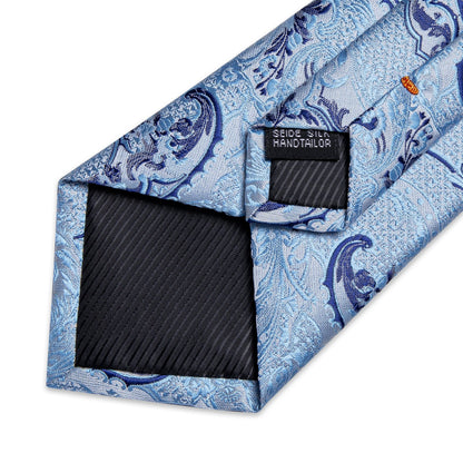 Baby Blue Paisley Tie Set tie set    - Sophisticated Gentlemen