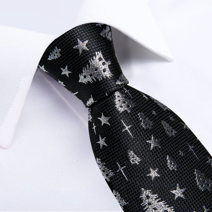 Silver and Black Christmas Tie Set tie sets    - Sophisticated Gentlemen