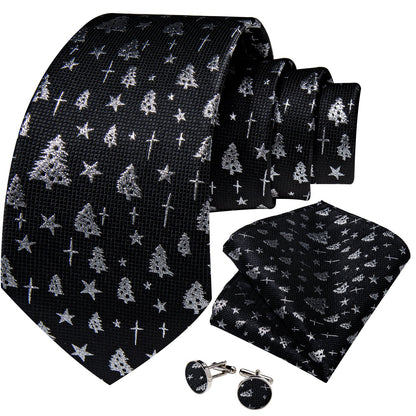 Silver and Black Christmas Tie Set tie sets    - Sophisticated Gentlemen